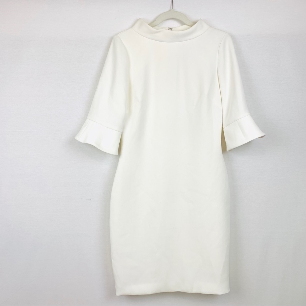 Badgley Mischka Ivory Bell Sleeve Dress Sz 6